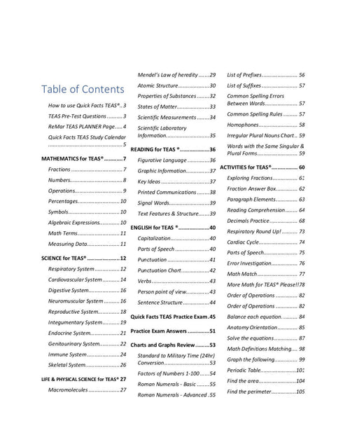 Quick Facts for TEAS, HESI A2, and Medical Entrance Exams
